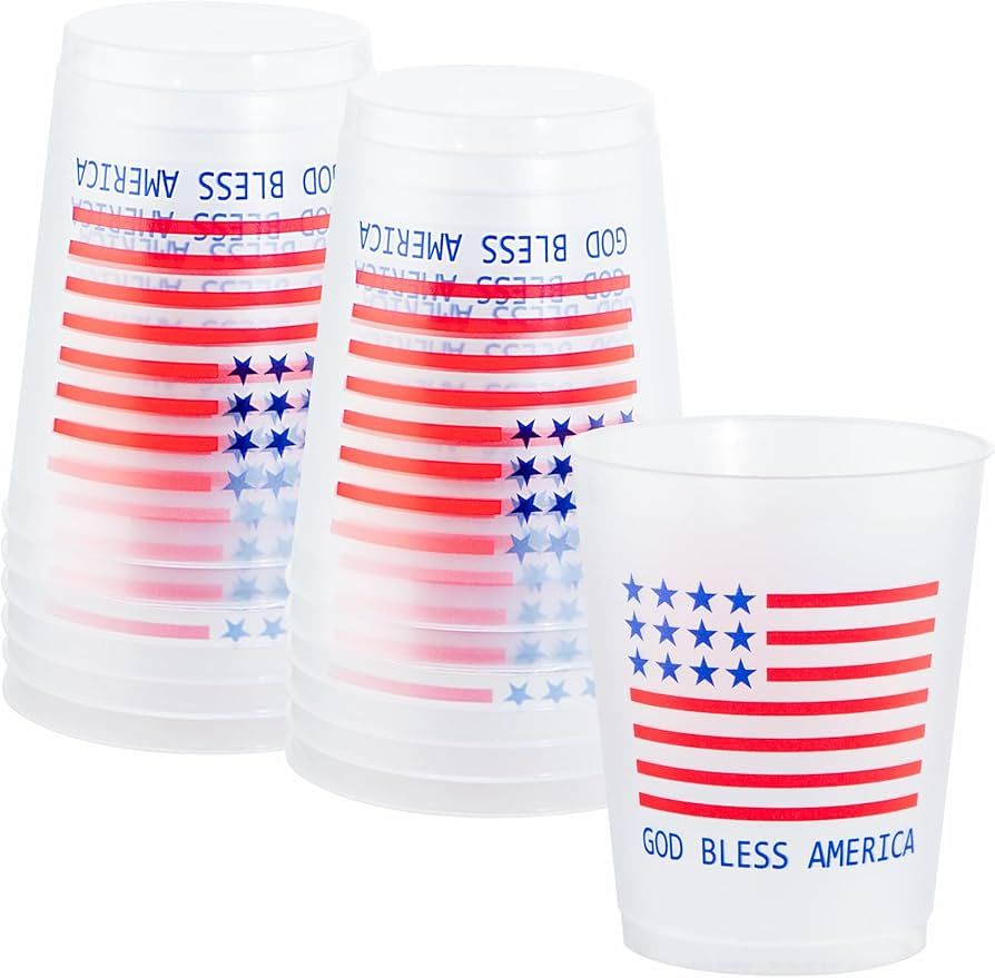 Liacere 16 PCS Independence Plastic Cups 16 oz Flag Cups-Summer Cups- Independence Day Disposable... | Amazon (US)