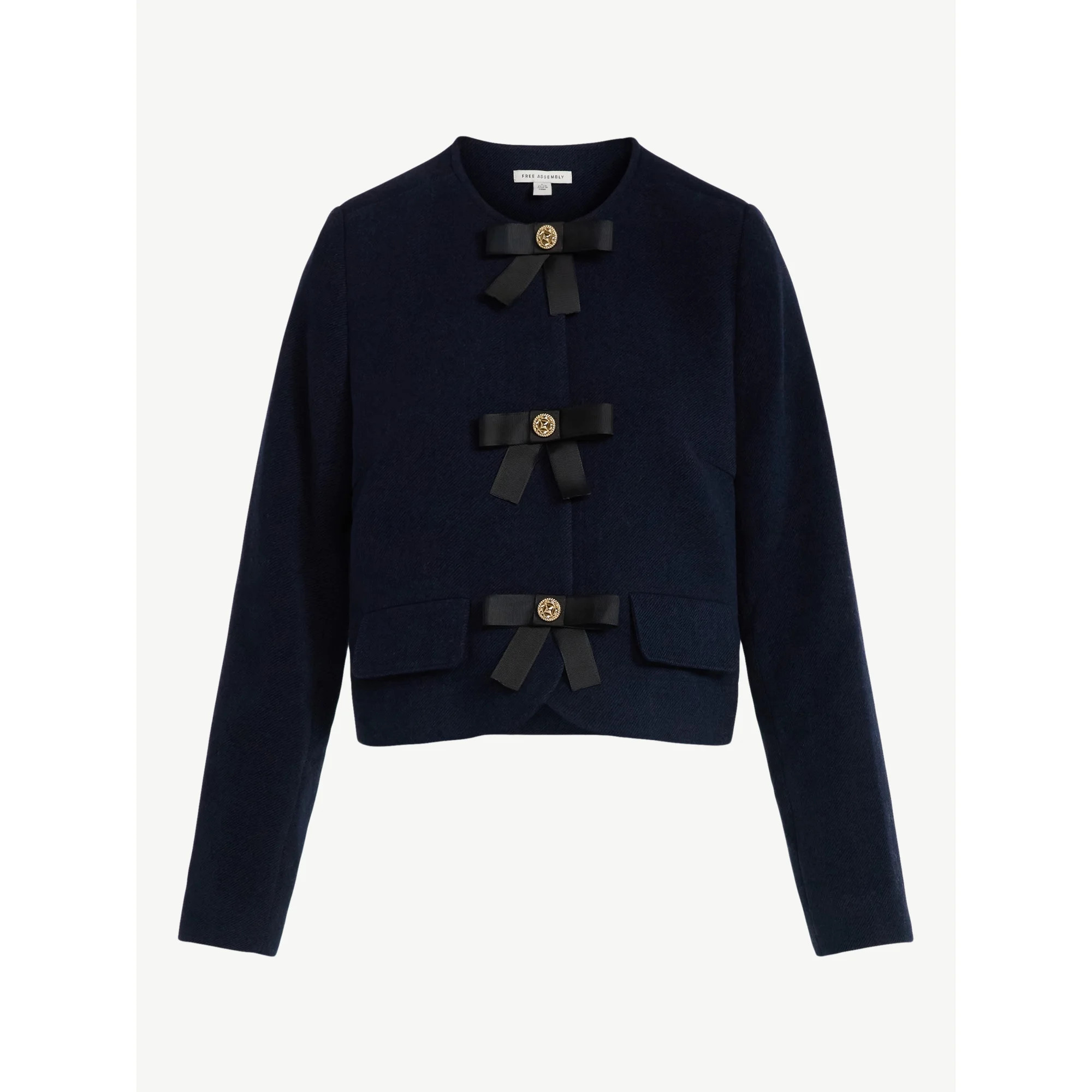 Free Assembly Women's Bow Front Cropped Jacket, Sizes XS-XXL | Walmart (US)