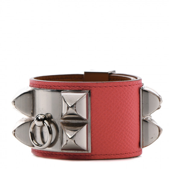 HERMES Epsom Collier de Chien CDC Bracelet S Rose Jaipur | FASHIONPHILE | Fashionphile