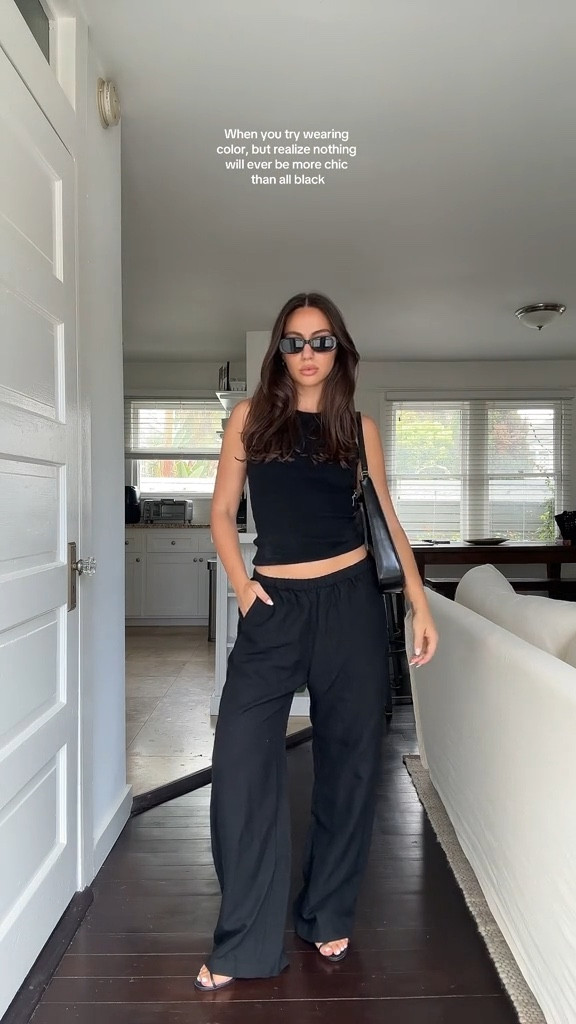Is there anything more chic than an all black outfit? Featuring the best everyday black trouser from Enza Costa 🤍

#LTKStyleTip #LTKVideo