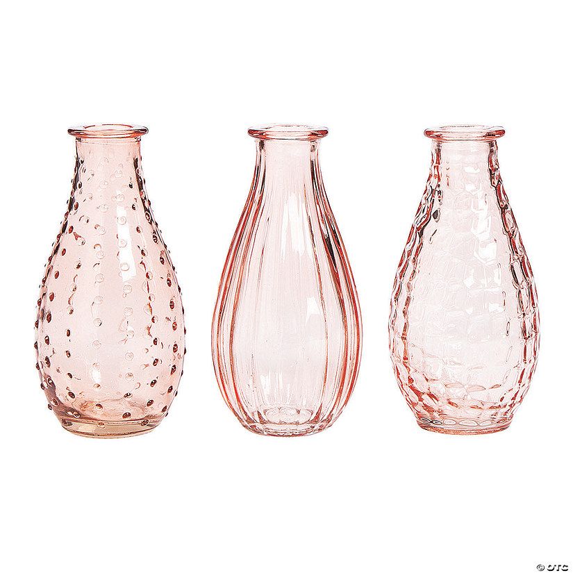 Pink Glass Bud Vases - 3 Pc. | Oriental Trading Company