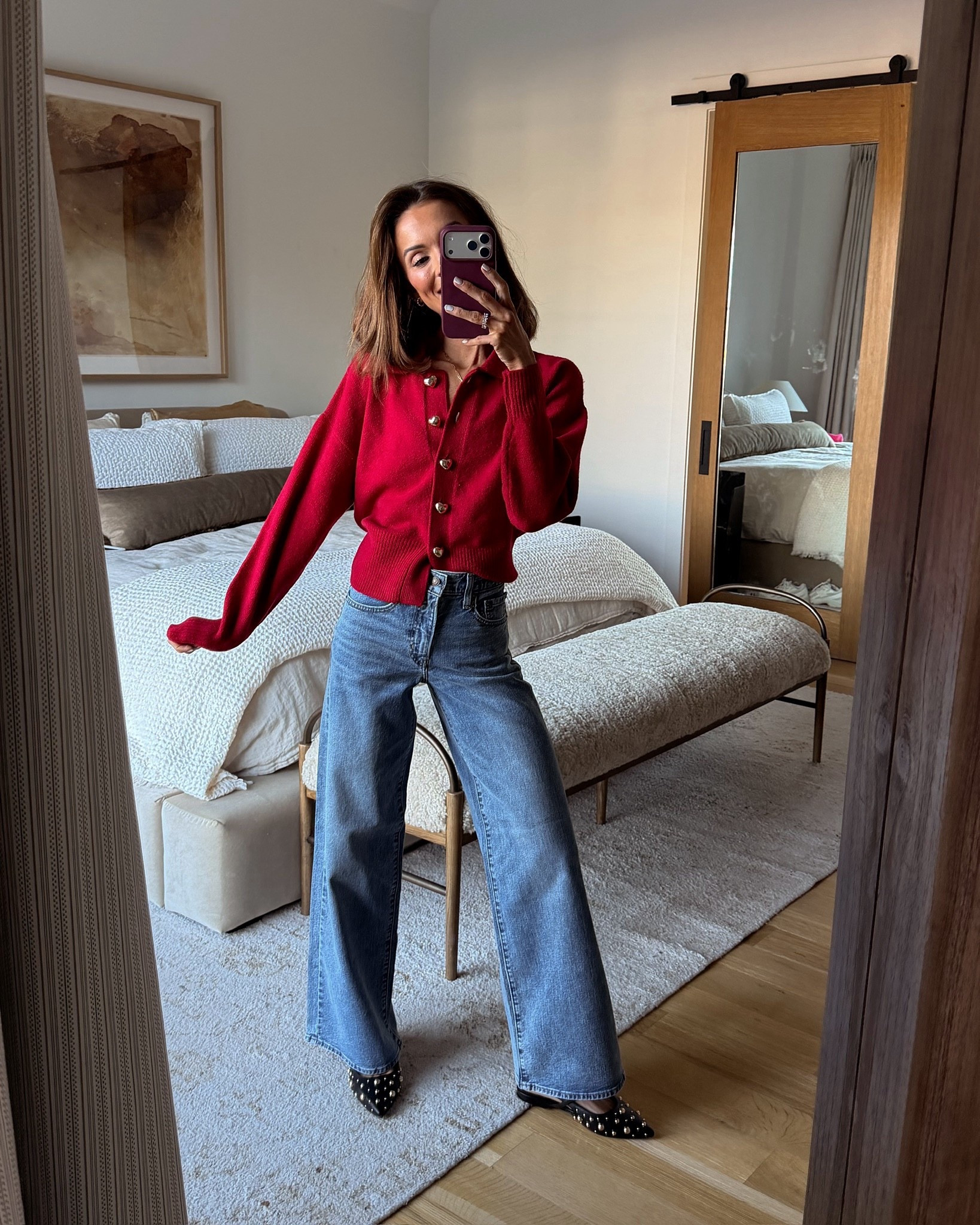 cutie red sweater that’s SO perfect for valentine’s day ❤️ sweater + jeans both run tts 

#LTKFindsUnder100