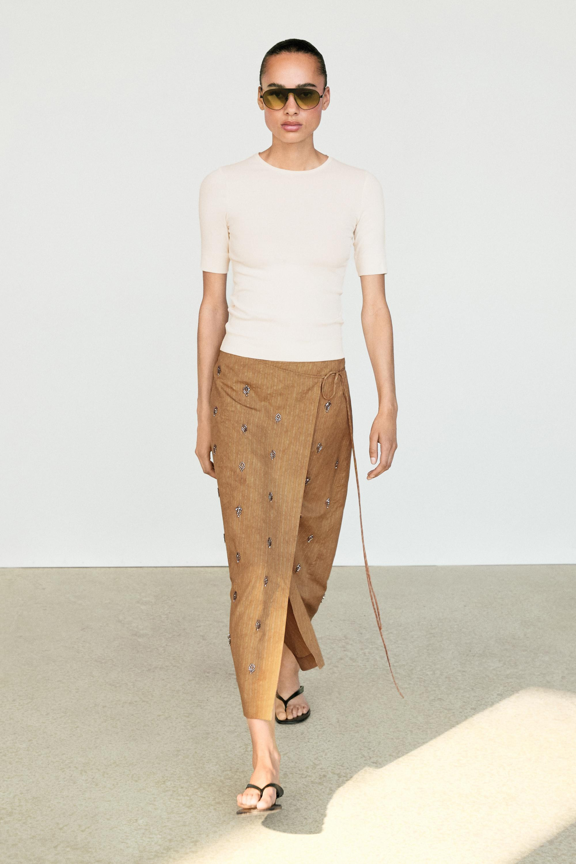 Midi pareo skirt with appliqués | Massimo Dutti UK