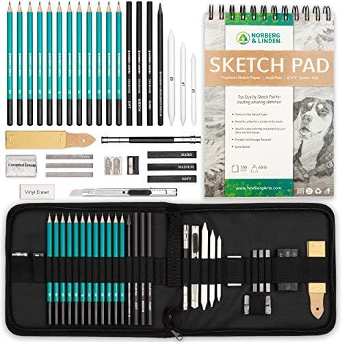 Norberg & Linden XL Drawing Set - Sketching, Graphite and Charcoal Pencils. Includes 100 Page Drawin | Amazon (US)