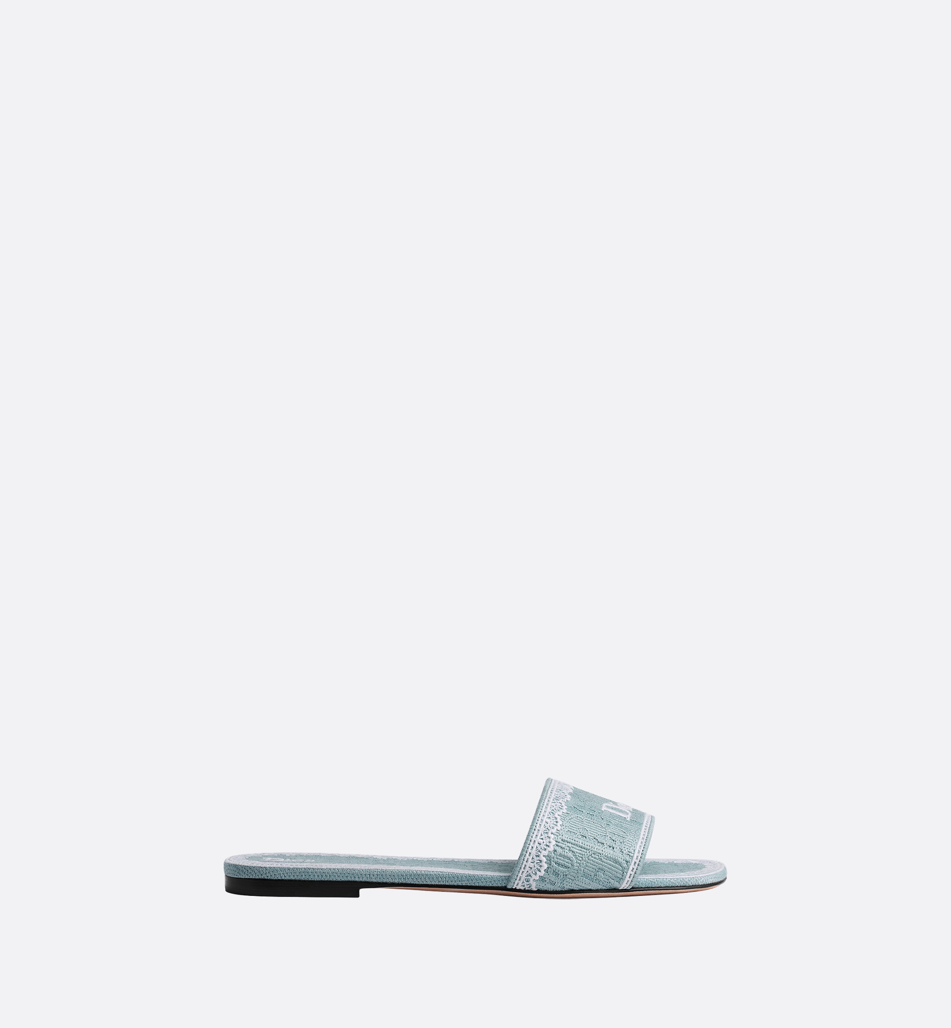 Dior Dentelle Slide Sky Blue Dior Oblique Embroidered Cotton and White Lace | DIOR | Christian Dior Parfums UK