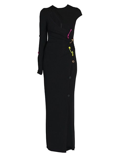 Asymmetric Button & Safety Pin-Embellished Gown | Saks Fifth Avenue