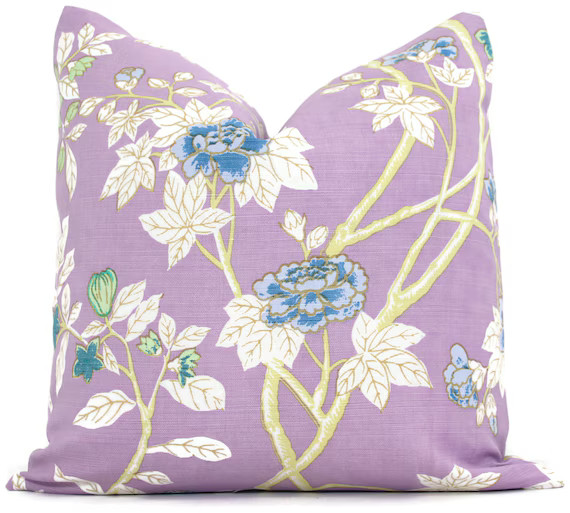 Quadrille Happy Garden in Lavender Pillow Cover Toss Pillow | Etsy | Etsy (US)