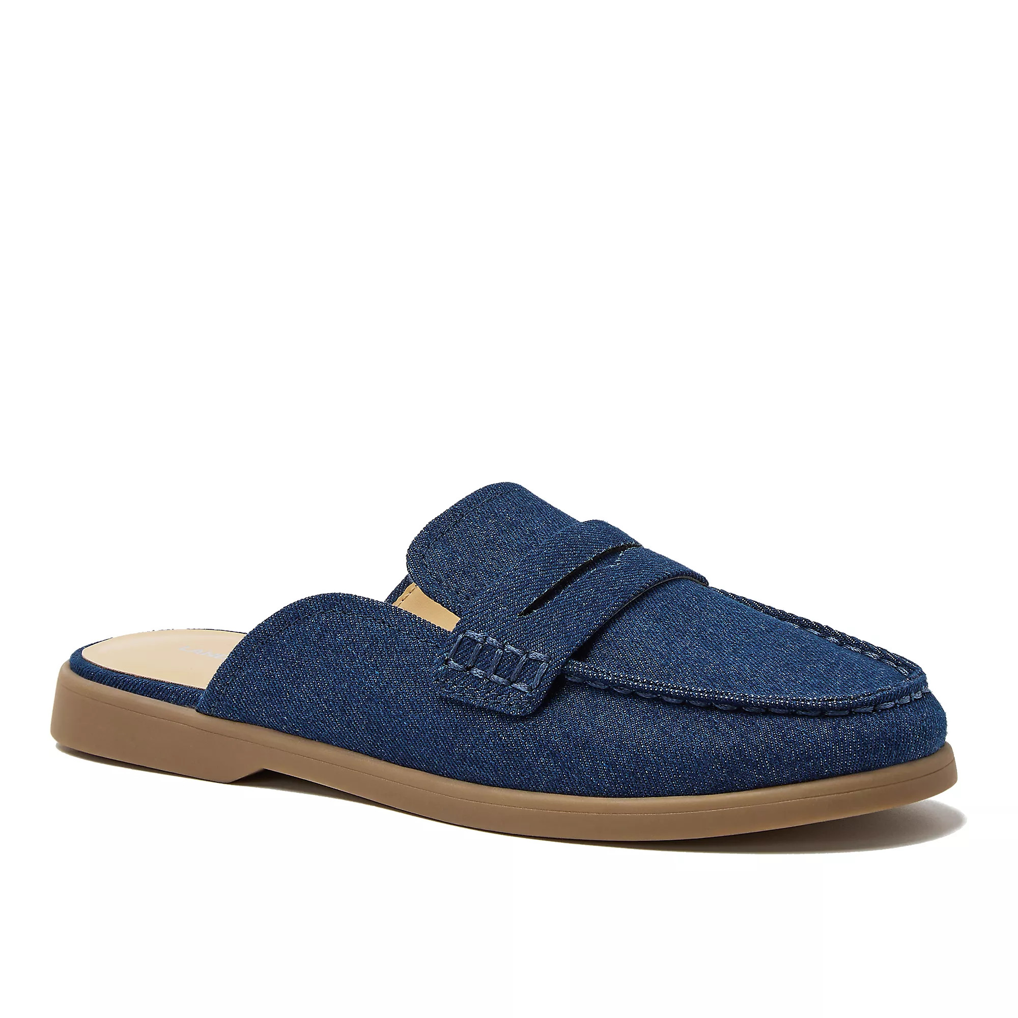 Women's Comfort Slip On Denim Penny Loafer Mules | Lands' End (US)