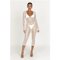 Murphy Long Sleeve Crochet Maxi Dress - White | MESHKI US
