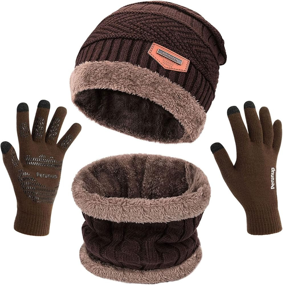 Brown--3 Pcs--(hat+scarf+gloves) | Amazon (US)