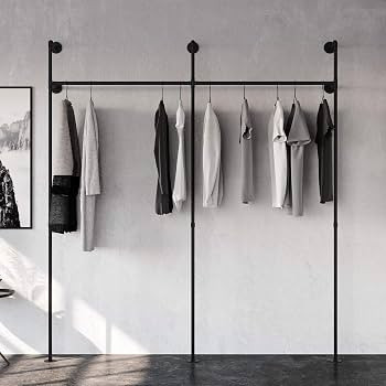 pamo industrial pipe clothing rack - KIM II - clothes rack for wardrobe, bedroom and as walk-in c... | Amazon (US)