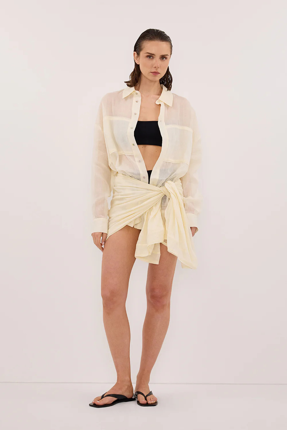 KAI STRAW OVERSIZED RAMIE LONG SLEEVE SHIRT | DISSH