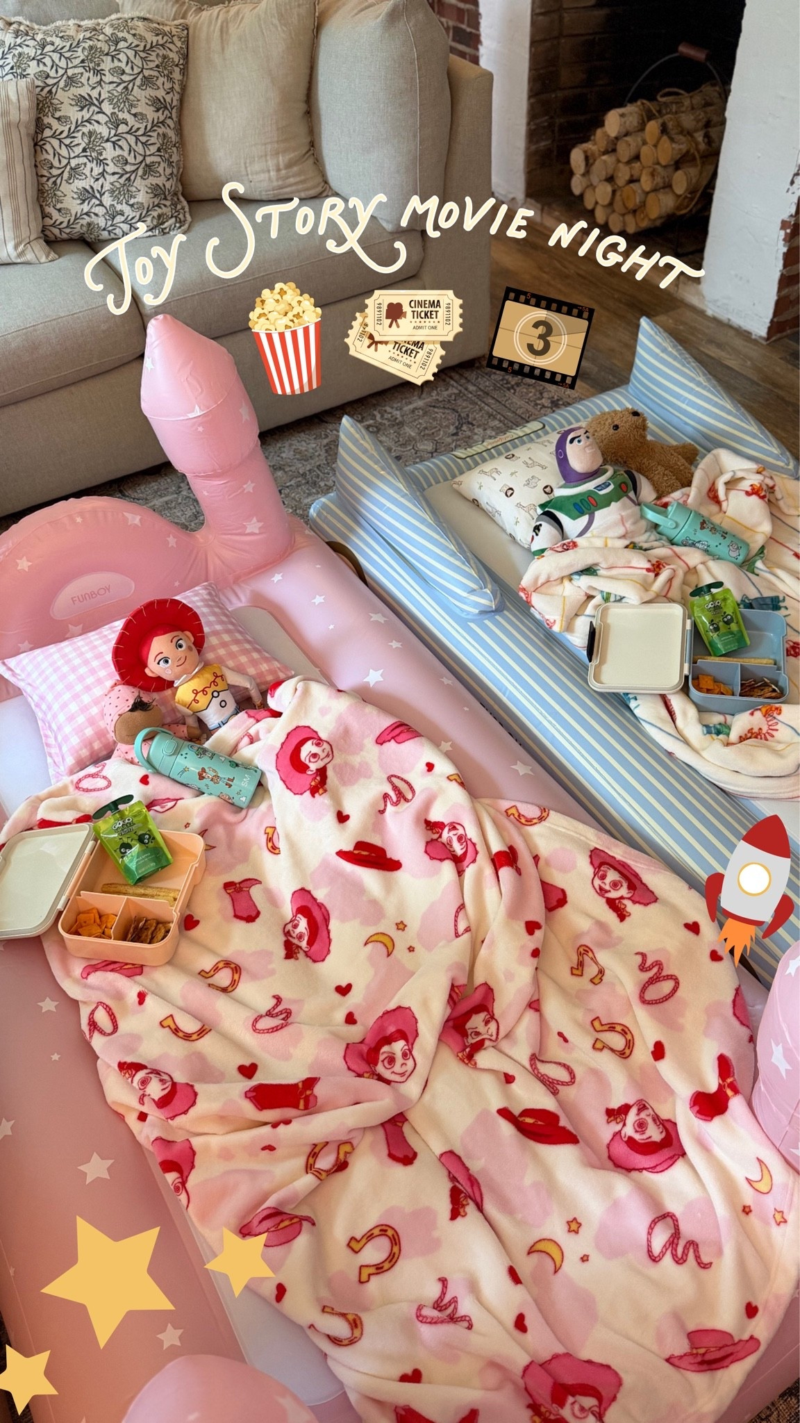 Toy Story movie night essentials 💫🎥🍿🥰 made the kids little bento boxes of snacks! & filled their Toy Story tumblers up 🩵 will link it all here! The Jessie and buzz dolls came with the blankets - they are so freaking cute and the kids have been carrying them everywhere! 

Toy Story, Disney movie night, Simple modern tumblers, kohls Disney finds, Disney blankets, Funboy

#LTKmomlife #LTKHome #LTKKids
