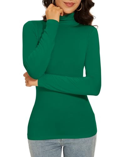 Green Turtle Neck Shirt for Women Long Sleeve Thermal Sexy Layer Tops Going Out (Green L) | Amazon (US)