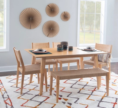 Linon Farren Dining Table and 5 Dining Chairs Set, Natural | Ashley Homestore
