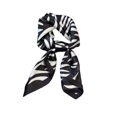 Anna-Kaci Womens Zebra Print Square Scarf Soft Fashion Accessory 27.5×27.5inches, Black | Target