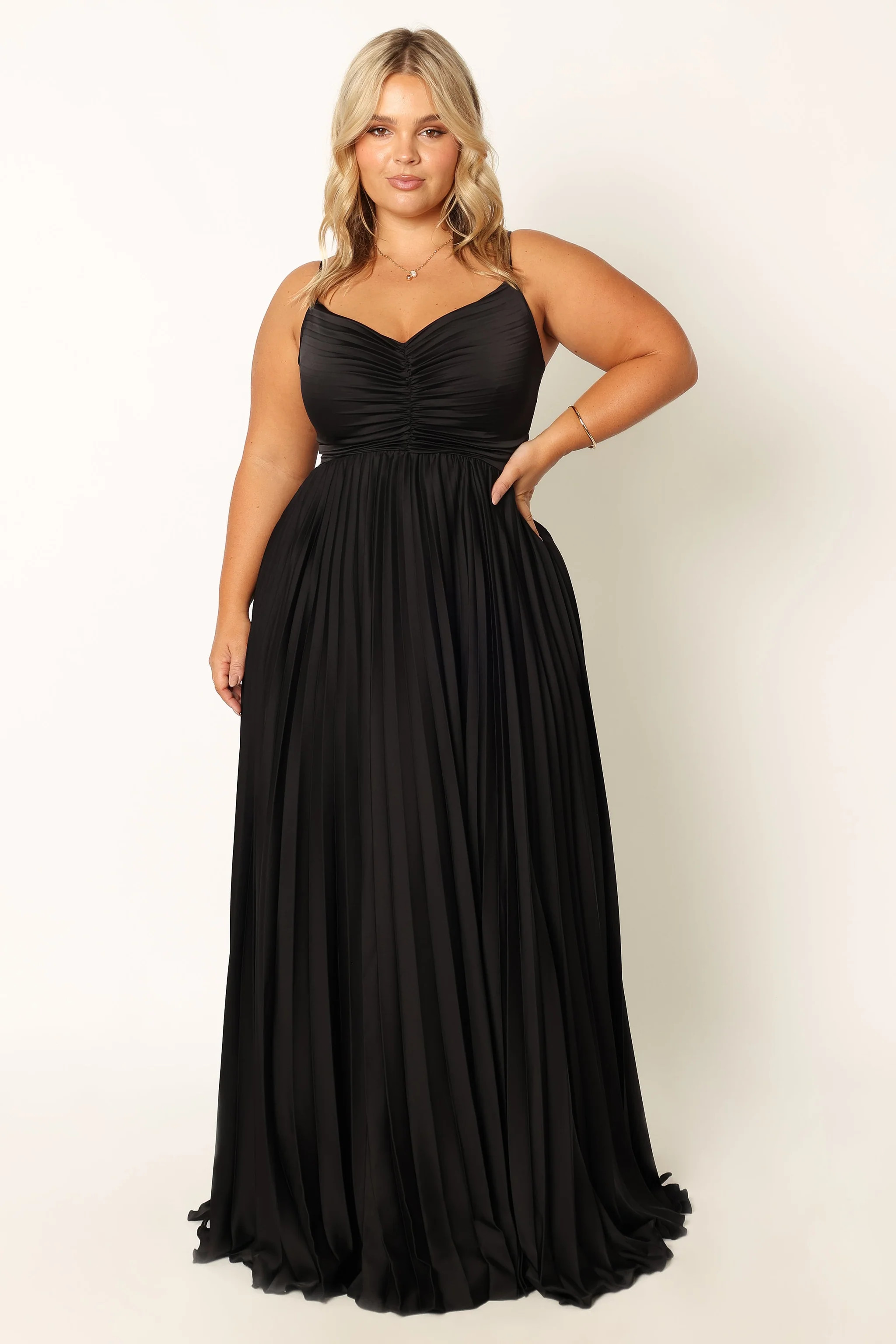 Naira Pleated Maxi Dress - Black | Petal & Pup (US)
