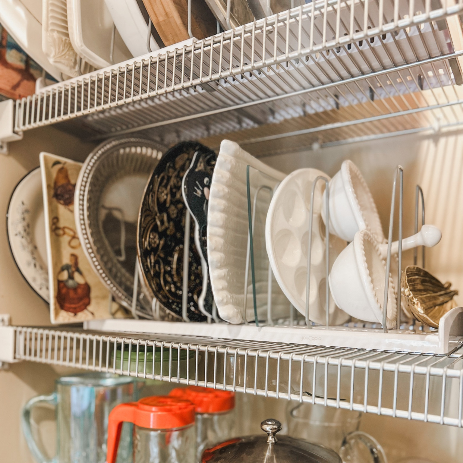 Make efficient use of space by storing serving plates and bowls vertically. This creates easy view and accessibility and they’ll always have a home to return to!

#LTKFind #LTKSale #LTKBacktoSchool