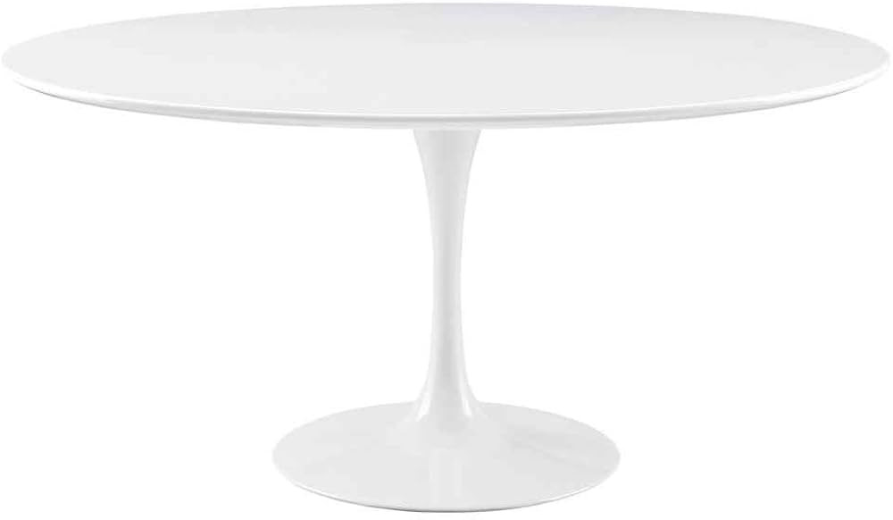 Modway Lippa 60" Mid-Century Modern Dining Table with Round Top and Pedestal Base in White | Amazon (US)
