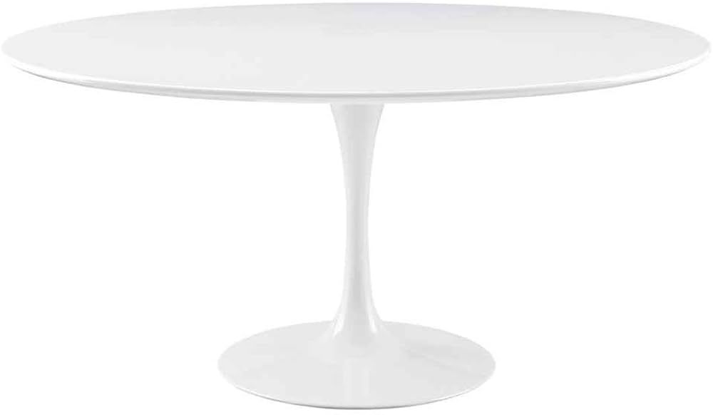 Modway Lippa 60" Mid-Century Modern Dining Table with Round Top and Pedestal Base in White | Amazon (US)