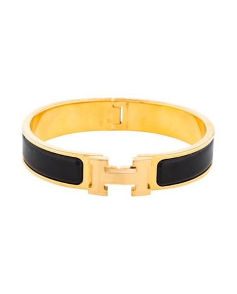 Hermès Clic H Narrow Enamel Bracelet Yellow | The RealReal