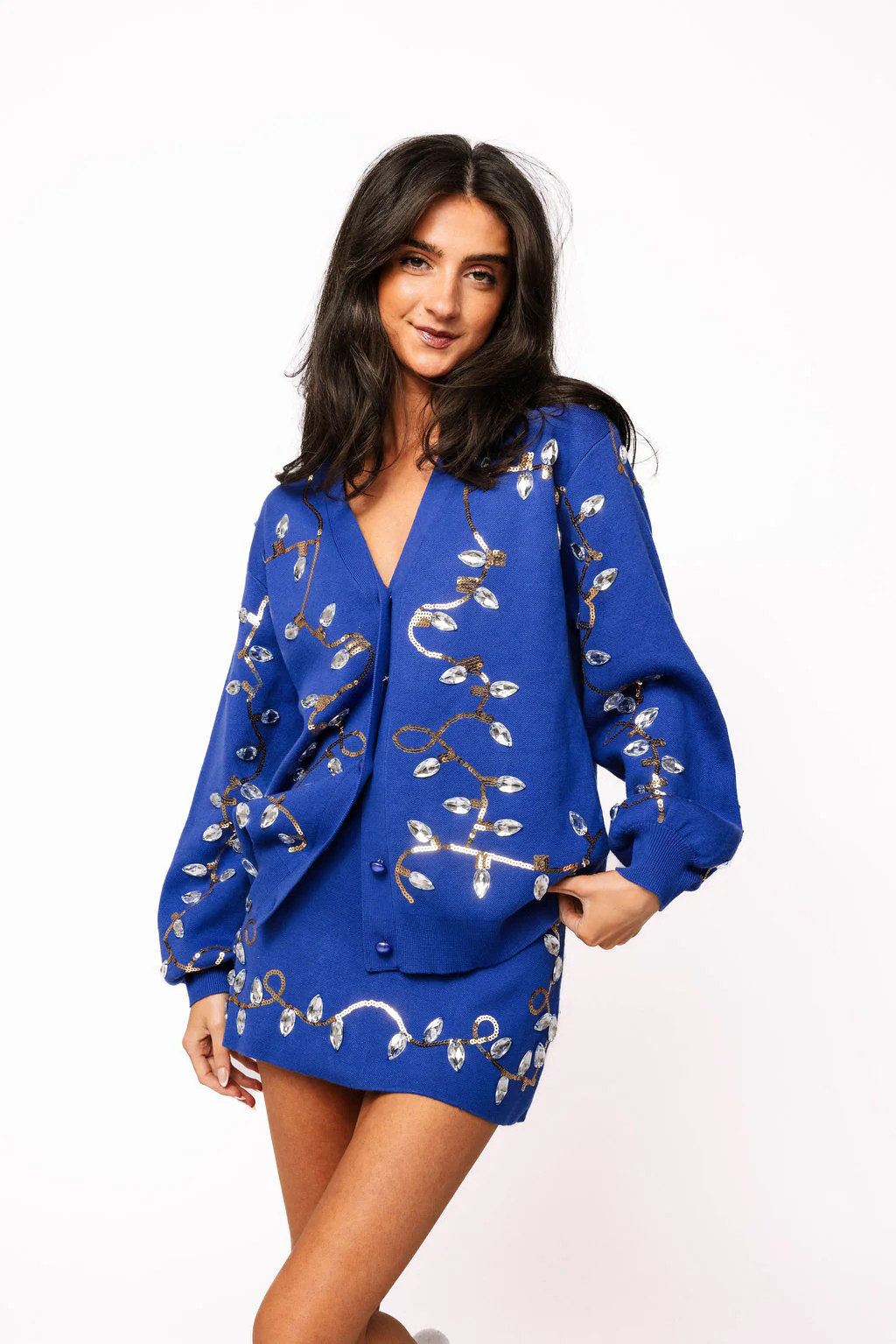 SAMPLE Royal Jeweled Light Sweater Set | Queen of Sparkles