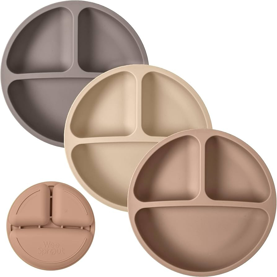 WeeSprout Silicone Plates for Babies & Toddlers (3 Pack) 100% Food-Grade Dishes for Self Feeding,... | Amazon (US)