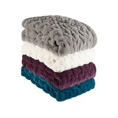 Madison Park Ruched Faux Fur Throw Blanket | Bed Bath & Beyond | Bed Bath & Beyond