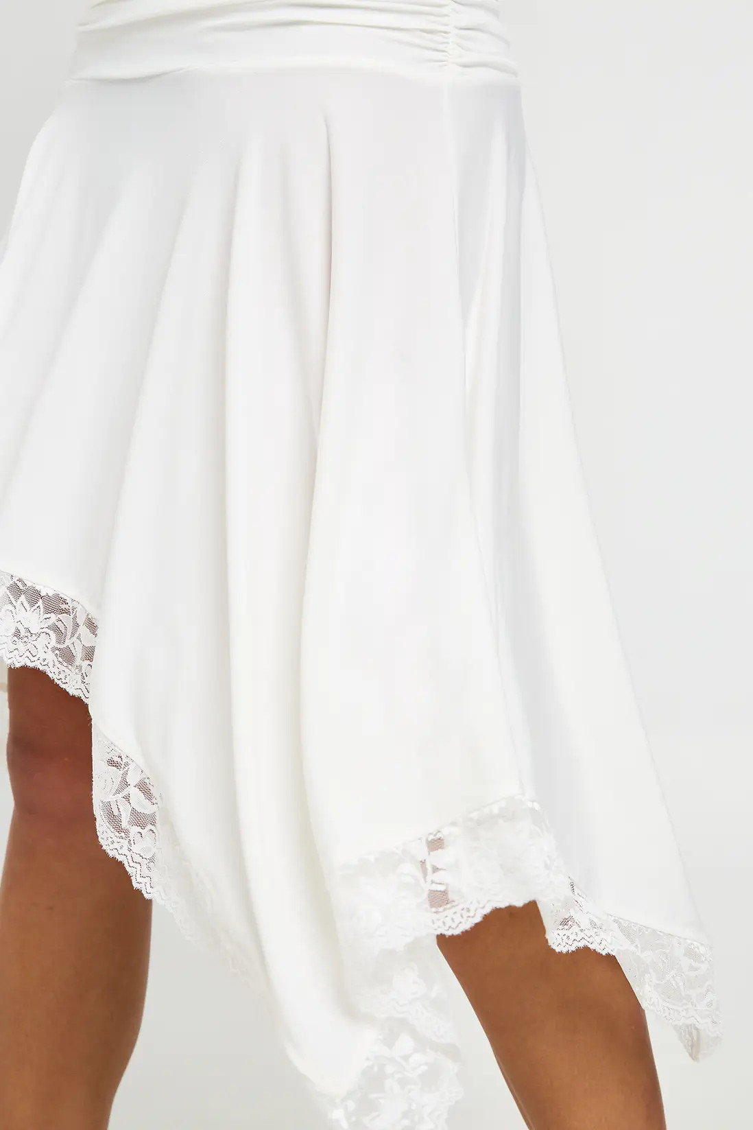 Ivory Lace Hem Hanky Hem Midi Skirt | Boohoo | Boohoo.com (UK & IE)