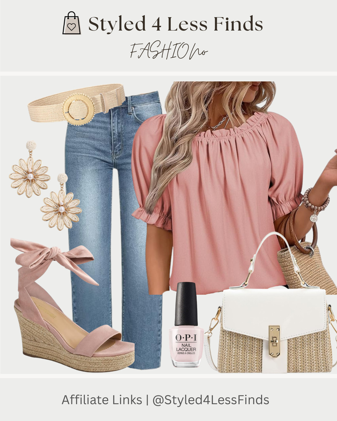 Soft spring hues + effortless denim = the kind of outfit that feels polished but still easy 🌸

This blush blouse paired with classic straight-leg jeans creates a feminine, everyday look, while the woven accessories and wedges add that warm-weather texture I’m loving right now.

✨ Style tip: When wearing soft pastels, mix in natural textures (raffia, woven belts, espadrilles) to keep the outfit from feeling too dressy and make it perfectly casual-chic. 

 #LTKcanada #LTKjeans #LTKover50style