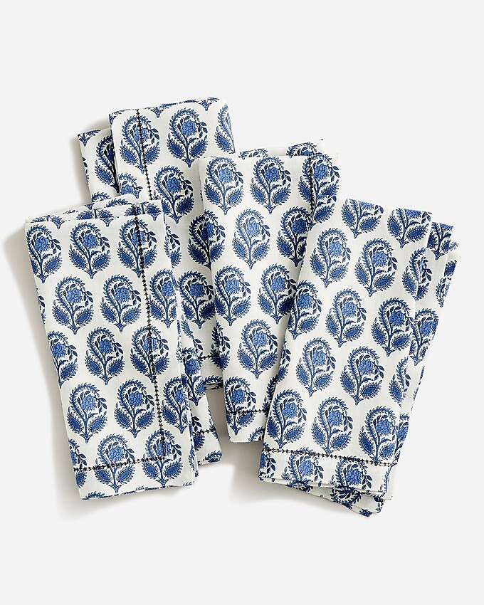 Set-of-four napkins in bouquet block print | J. Crew US