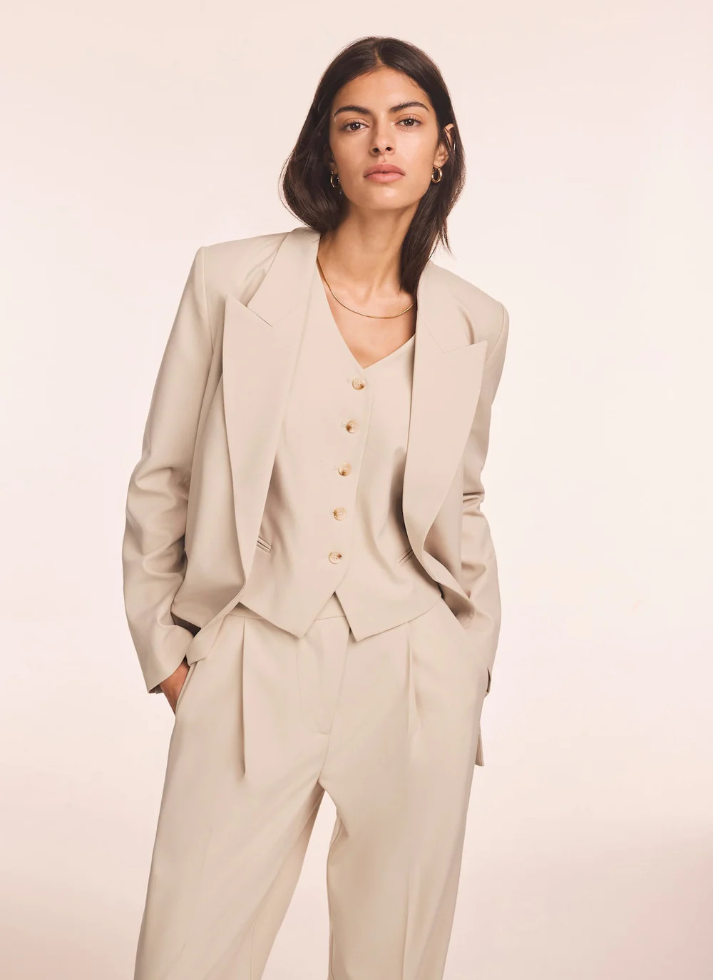 Neutral Tailored Waistcoat | Mint Velvet