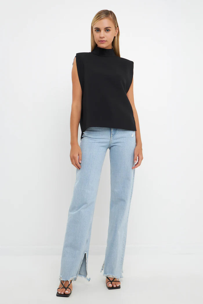 Finnie Mock Neck Top - Black | Shop BIRDIE