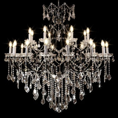 Lakky Crystal Chandeliers,Large Foyer Chandeliers for High Ceilings, Black Staircase Chandeliers Big Entry | Wayfair North America