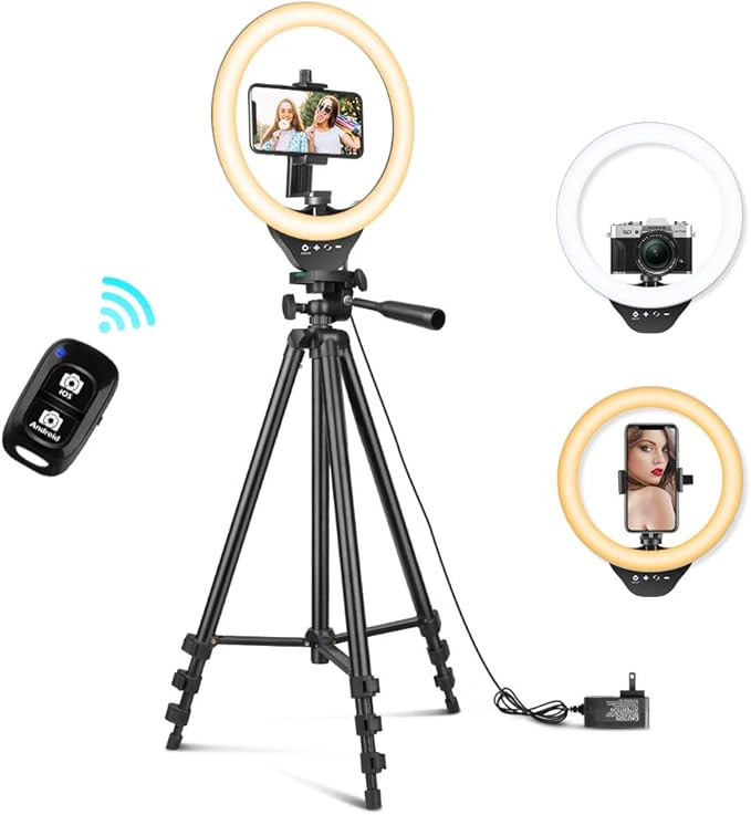 10'' Ring Light with 50'' Extendable Tripod Stand, Sensyne LED Circle Lights with Phone Holder fo... | Amazon (US)