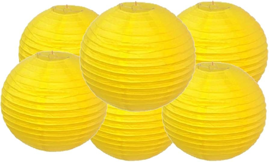 Matissa 12"(30CM) Pack of 6 Paper Lantern Wedding Party Decoration Craft Lamp Shade (Yellow) | Amazon (US)