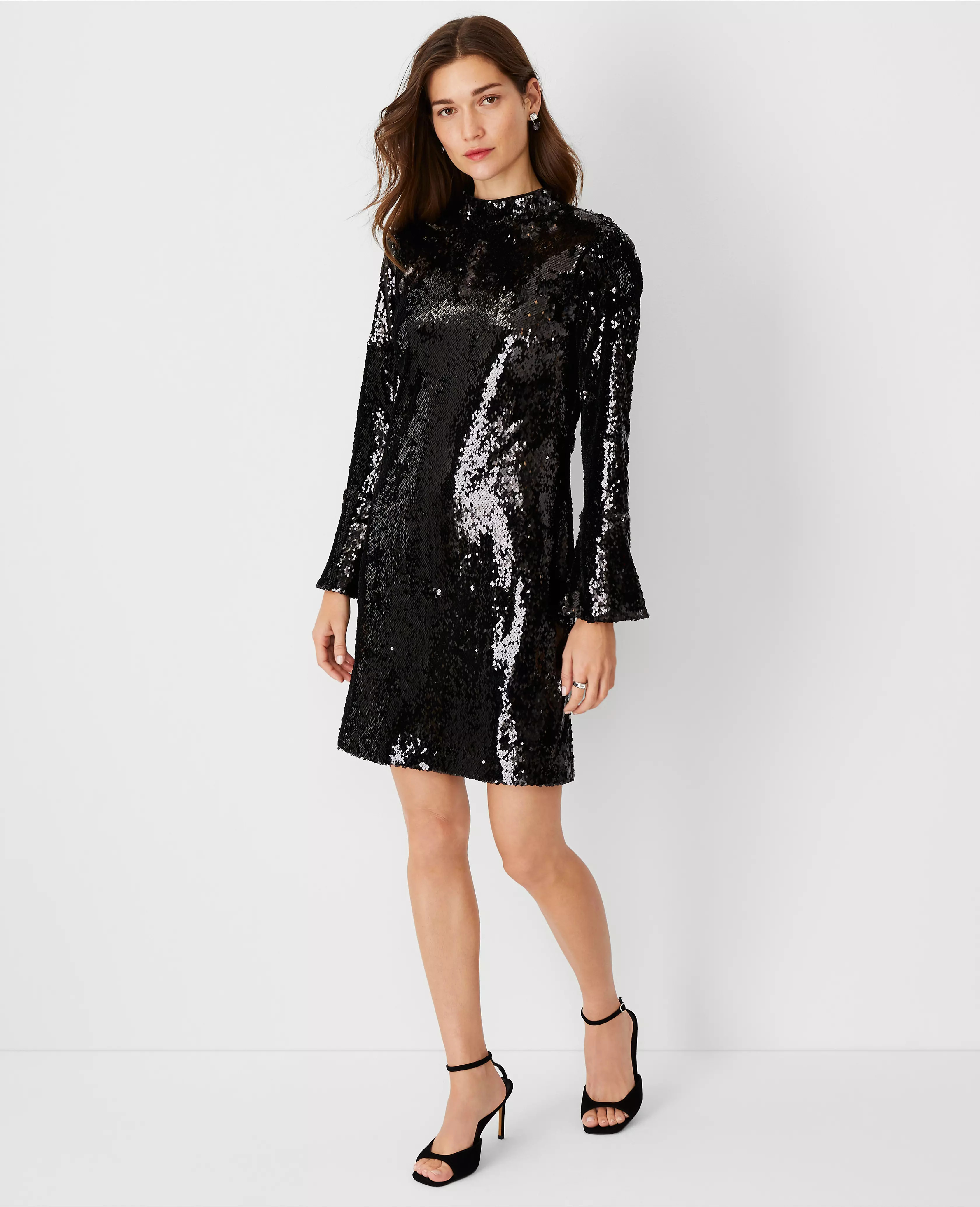Sequin Bell Sleeve Shift Dress | Ann Taylor (US)