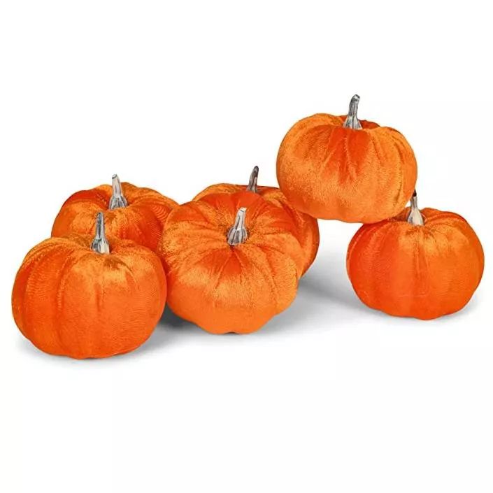 Raz Imports Set of 6 Orange Small Velvet Pumpkins Fall Decorations 2.75" | Target