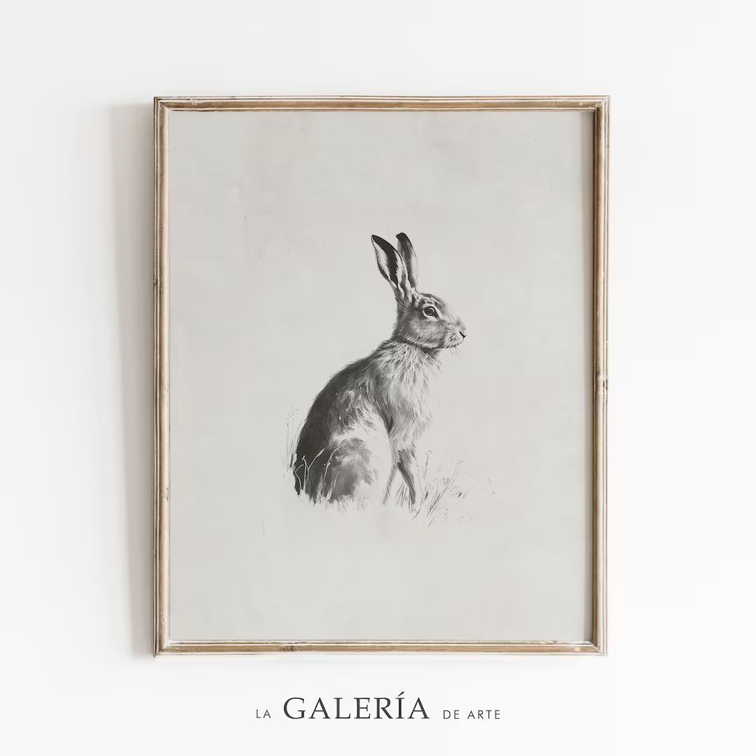 Rabbit Sketch Print | Animal Drawing  | Neutral Nursery Art | Etsy (US)