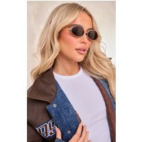 Gold Slim Oval Lens Sunglasses | PrettyLittleThing US