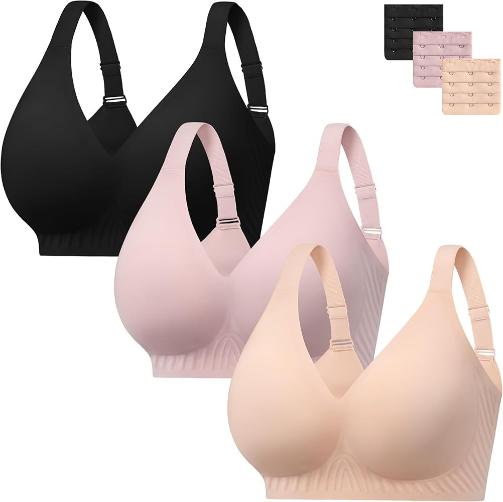 habibee Push Up Bras for Women Plus Size Wireless Full Coverage Bra for Large Breast, Seamless Ev... | Amazon (US)