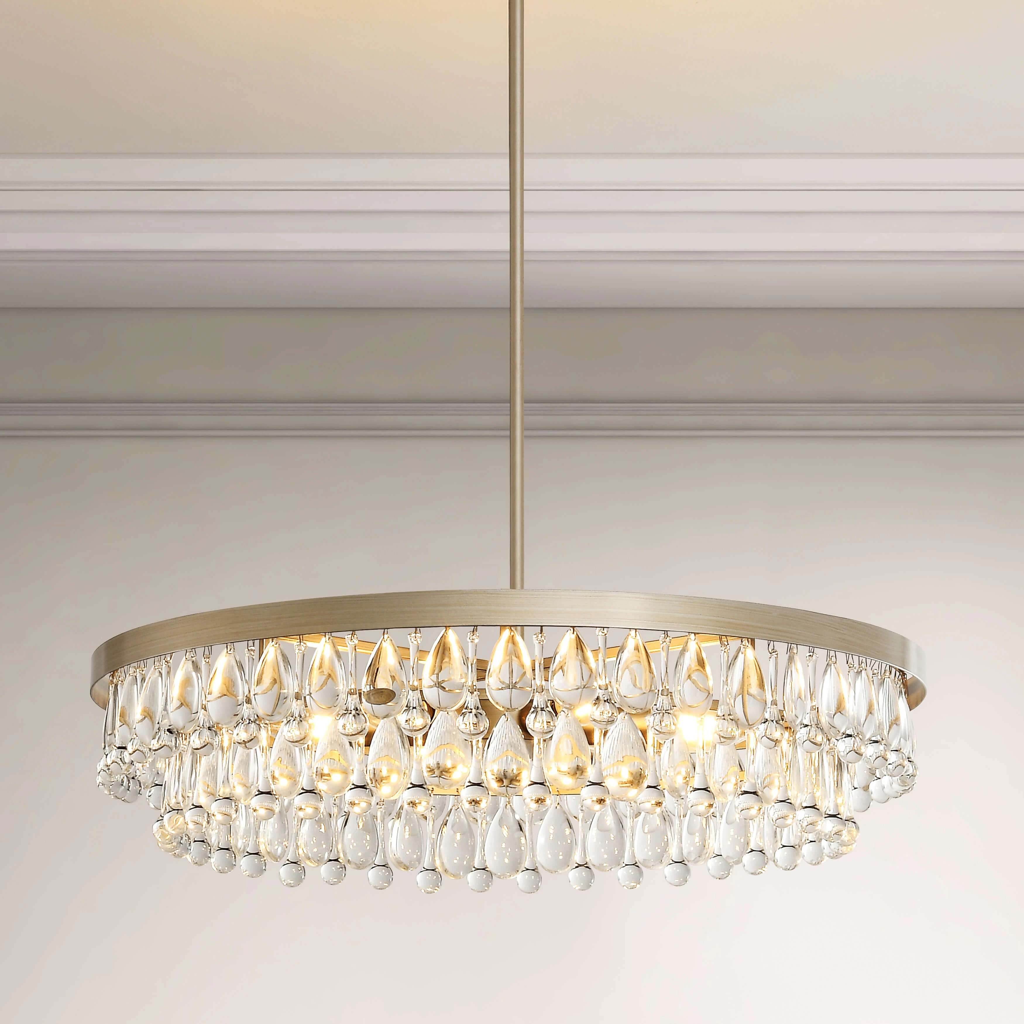 Viviana Crystal 6-light Chandelier - Brushed Champagne Silver | Overstock