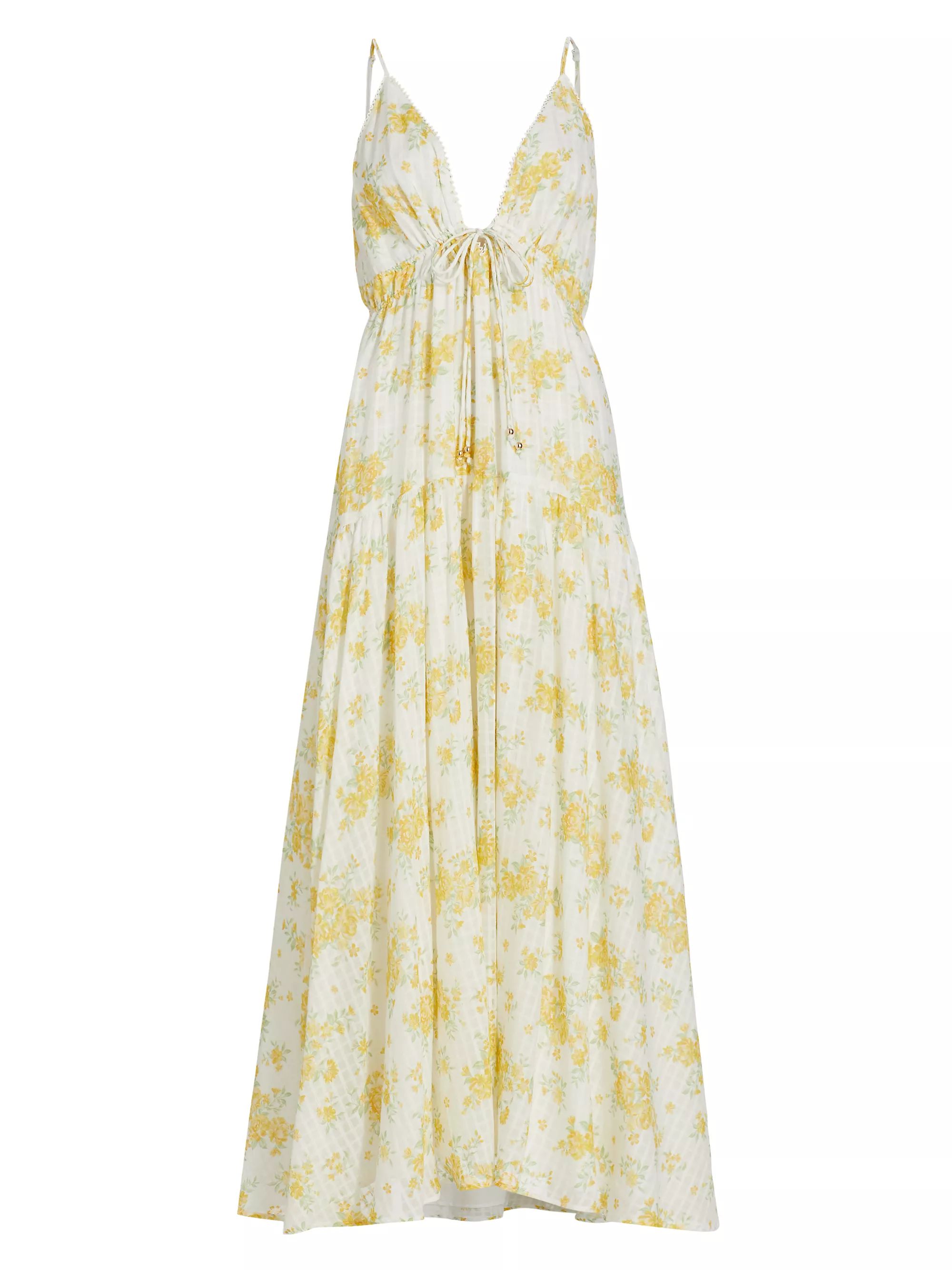 Claudia Floral Cotton Tie-Front Maxi Dress | Saks Fifth Avenue