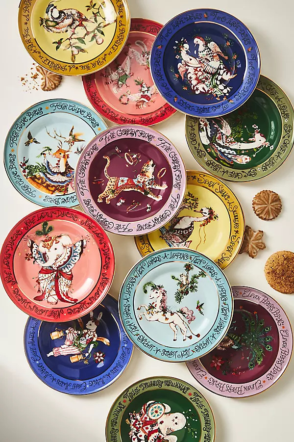 Phannapast Taychamaythakool x Anthropologie Twelve Days of Christmas Stoneware Dessert Plates, Se... | Anthropologie (US)