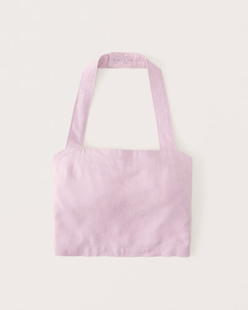 Wide Strap Halter Linen-Blend Set Top | Abercrombie & Fitch (US)
