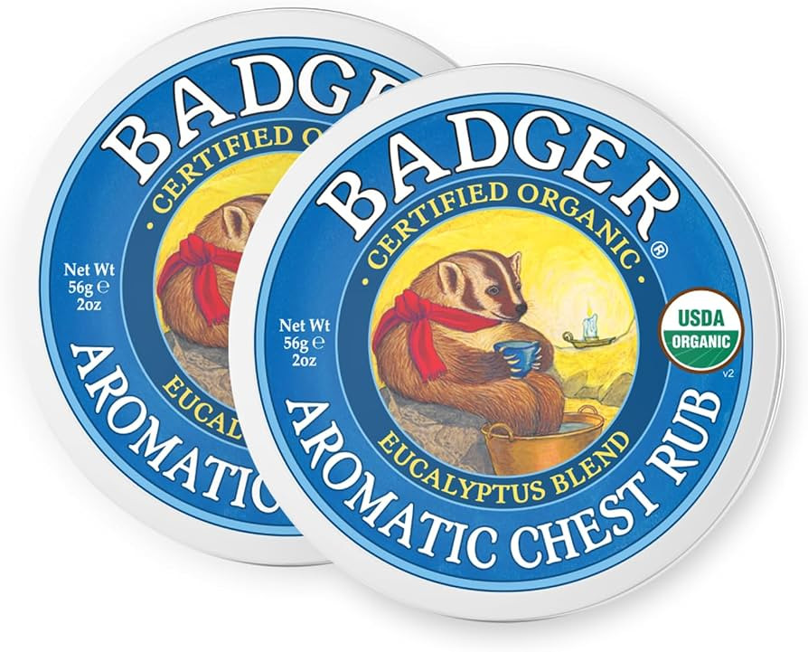 Badger Aromatic Chest Rub, 100% Organic Vaporub w/Eucalyptus & Lavender Essential Oils to Clear &... | Amazon (US)