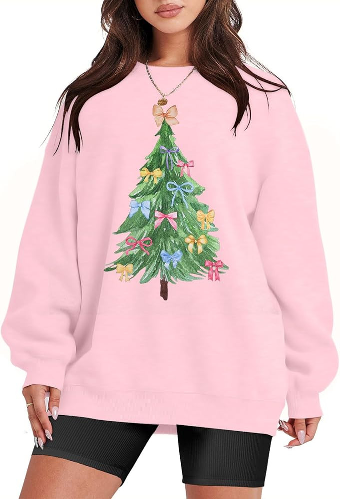 VILOVE Christmas Sweatshirt for Women Funny Christmas Tree Christian Shirt Crewneck Long Sleeve X... | Amazon (US)
