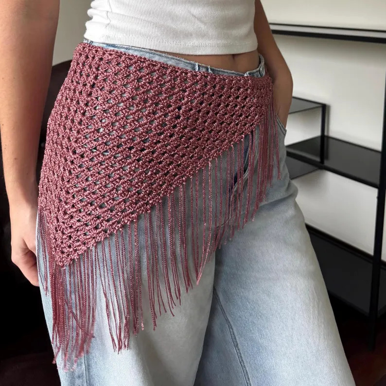 Crochet Bandana with Fringe | Etsy (US)