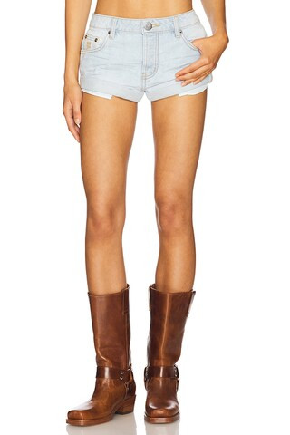 One Teaspoon Bandits Low Waist Denim Short in Cyber Blue from Revolve.com | Revolve Clothing (Global)