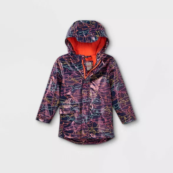 Toddler Boys' Shark Print Rain Jacket - Cat & Jack™ Navy | Target